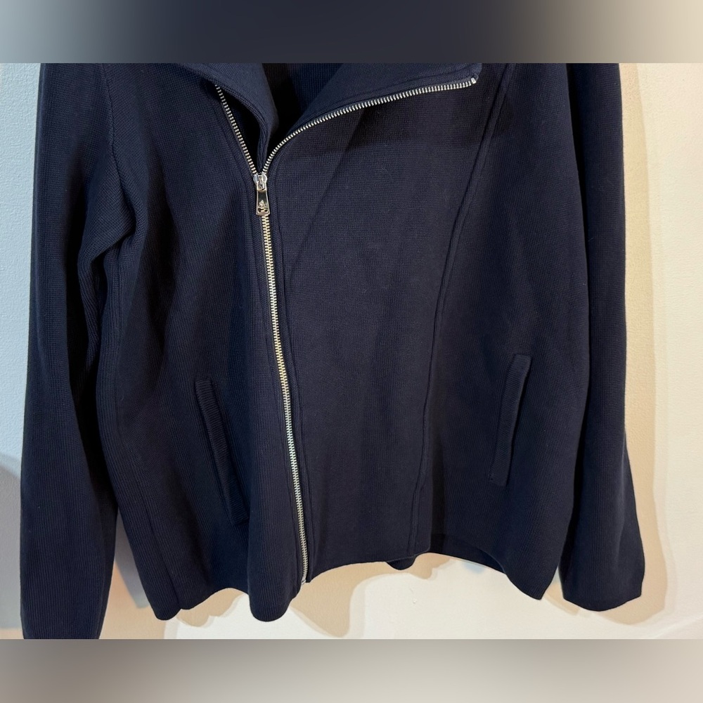 Lauren Ralph Lauren dark navy blue jacket sweater Cotton Blend Front Zipper 1X - Picture 4 of 9